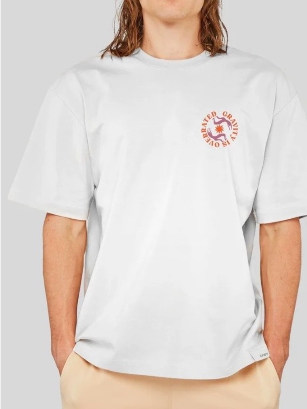 Rungne heavy weight White Short Sleeve Graphic Crew Climbing T-Shirt